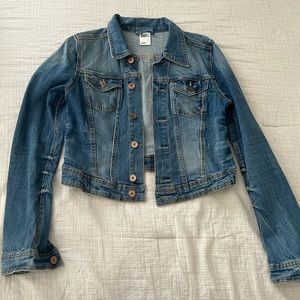 H&M Cropped Distressed Denim Jacket